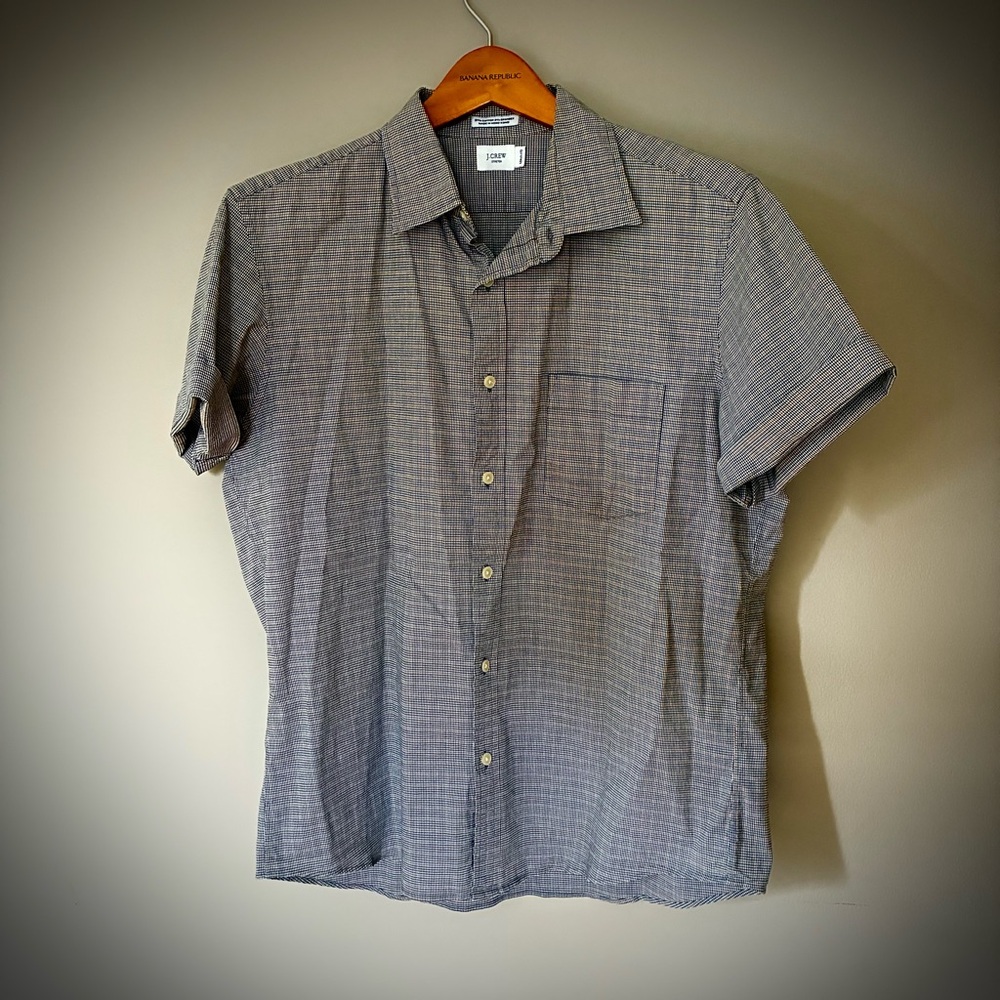 J. Crew Casual Blue and Brown Plaid Button Down Shirt Size L